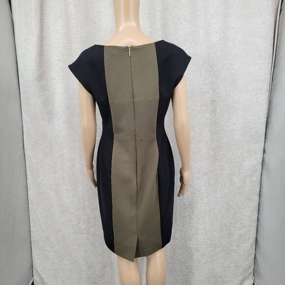 Rachel Roy Elegant Black and Olive Green Ponte Stretch Dress - Picture 6 of 10